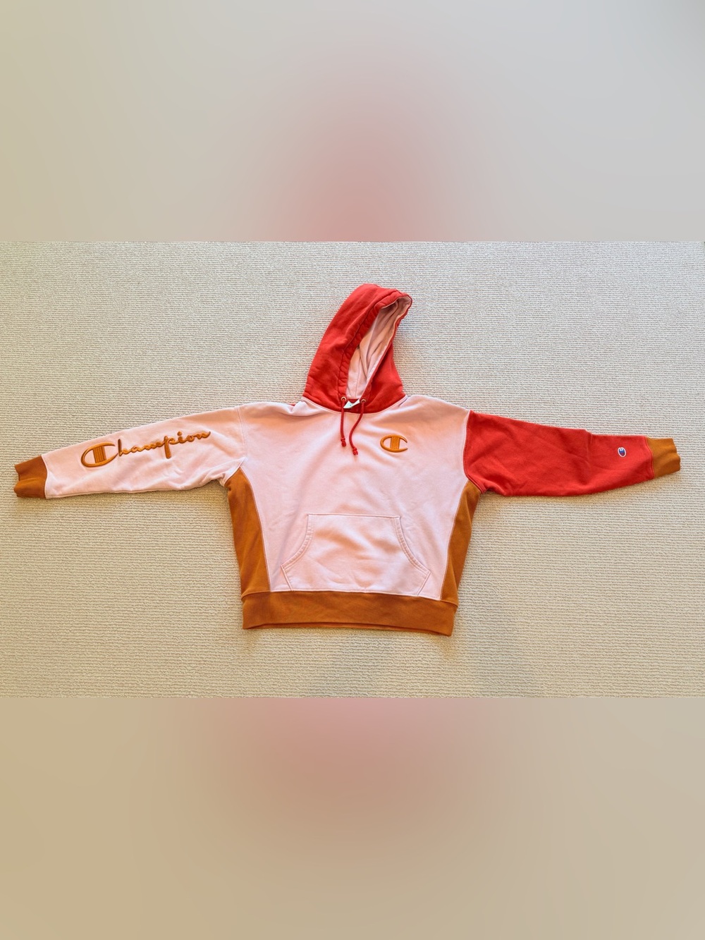 Champion Colorblock Hoodie - Pink & Red